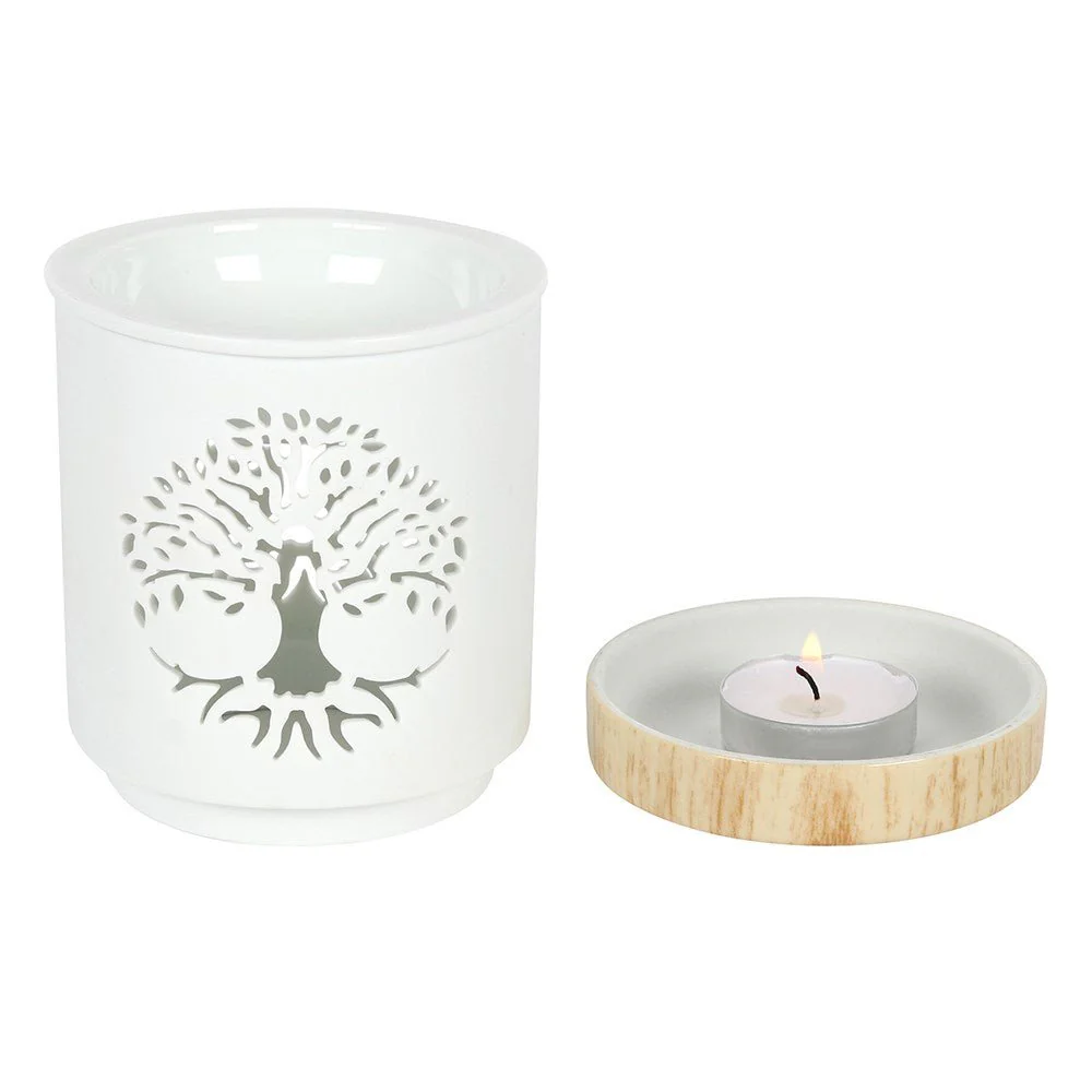 White Ceramic Warmer - Tree of Life - Image 2