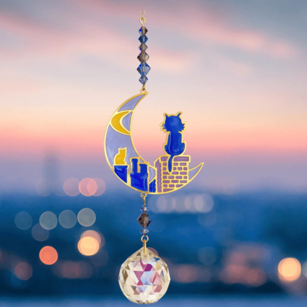 Cats on Roof – Moonlight Crystal Suncatcher – Crystal Dreams Range - Image 3