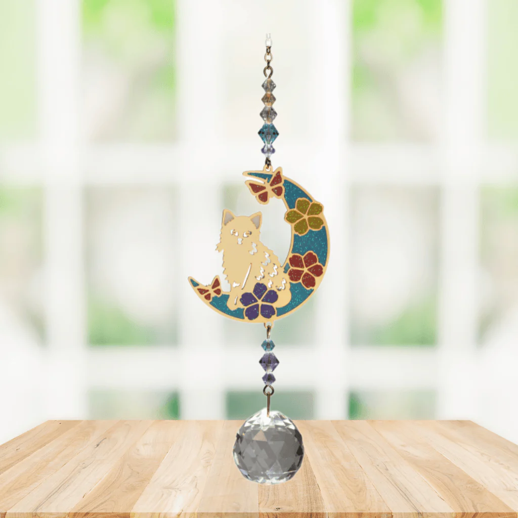 Wild Things Crystal Dreams Kitty on Moon Multicolour Crystal Suncatcher - Image 2