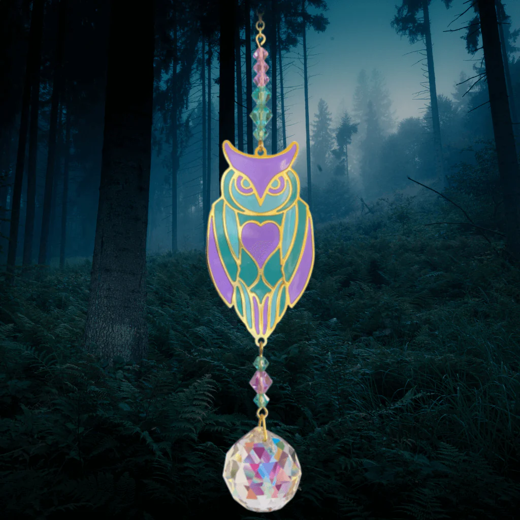 Owl Aurora Crystal Suncatcher – Crystal Dreams Range - Image 3