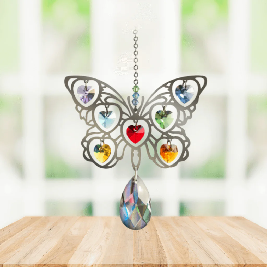 Butterfly ‘Rainbow’ Large Crystal Suncatcher – Pure Radiance Collection - Image 2