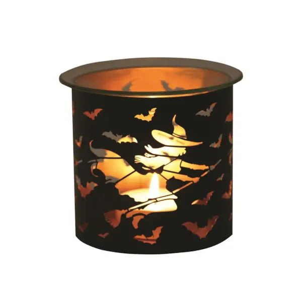 Witch Halloween Wax Melt Burner – Flying Bats & Broomstick Design