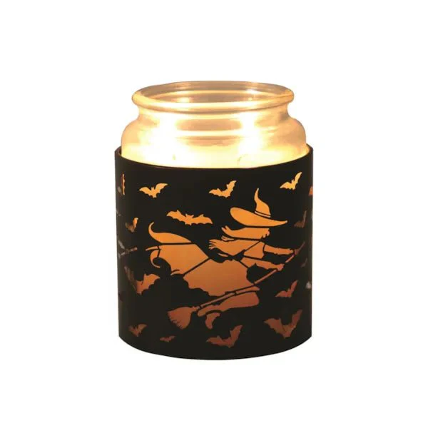 Witch Halloween Wax Melt Burner – Flying Bats & Broomstick Design - Image 3