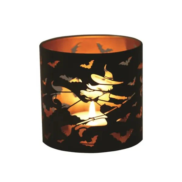 Witch Halloween Wax Melt Burner – Flying Bats & Broomstick Design - Image 4