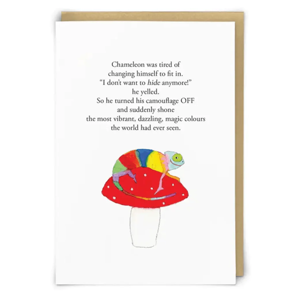 Rainbow Chameleon Inspirational Greeting Card by Zeppelinmoon