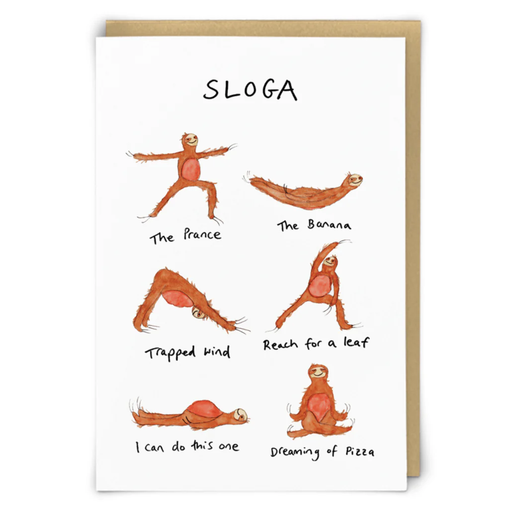 Sloga Sloth Yoga Greeting Card by Zeppelinmoon